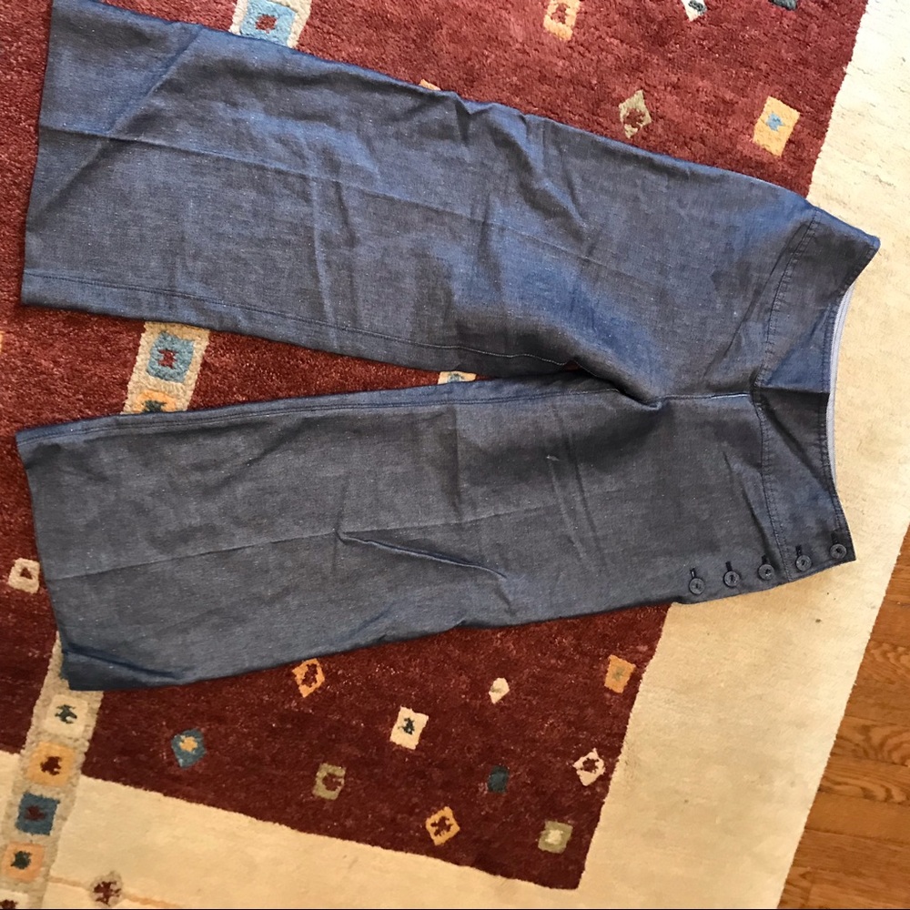 Blue Anthropologie cropped sailor jeans